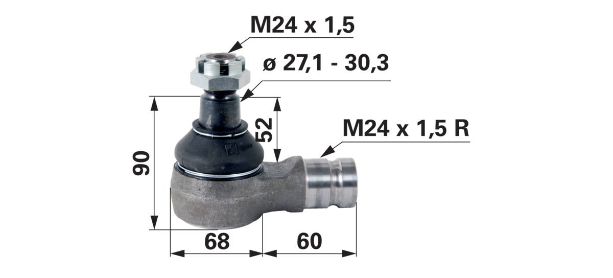 Detailansicht Kugelgelenk M24 x 1,5 IG – Konus 27,1–30,3 mm, Ersatz Steyr 1397470156