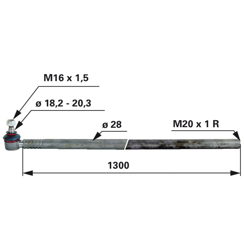 Spurstange Fiat 5101614 – Original-Ersatzteil, Länge 1.300 mm, Außengewinde M16 x 1,5