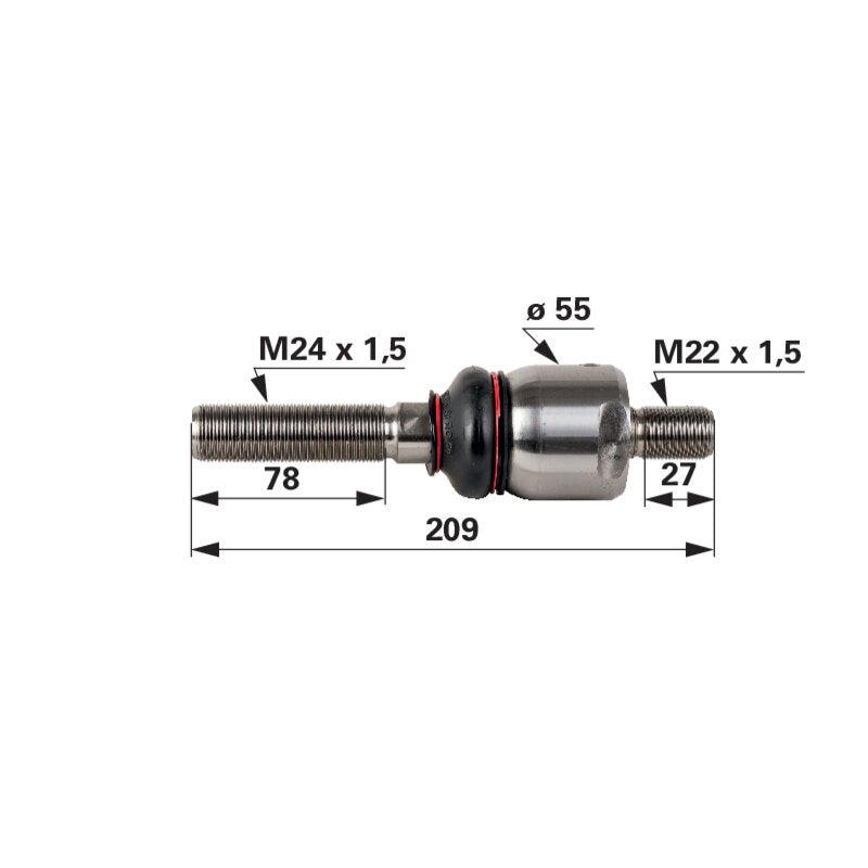 Axialgelenk M24 x 1,5 M22 x 1,5 00110248 – Original-Ersatzteil, L 209 mm GartenShop24 - Hochwertige Gartengeräte