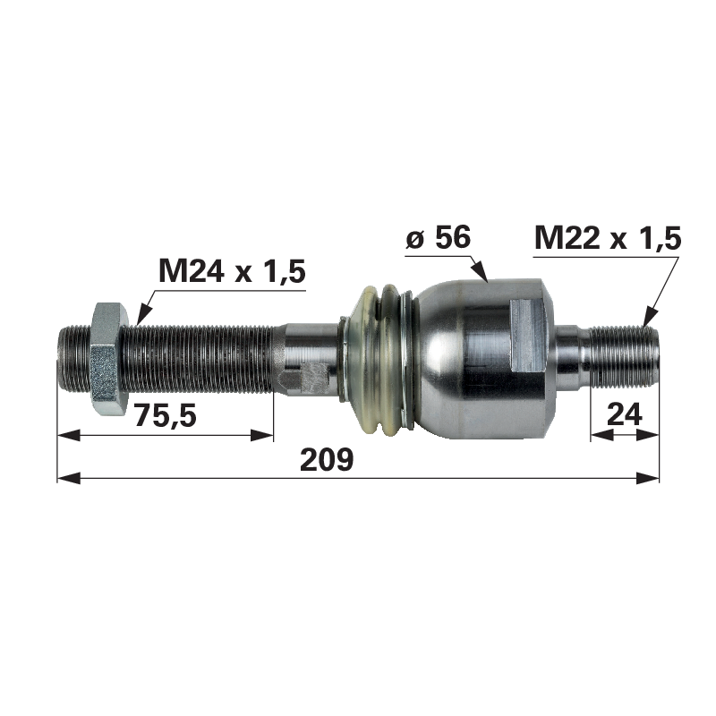 Axialgelenk M24 x 1,5 / M22 x 1,5 00110511 – Original-Ersatzteil, 209 mm GartenShop24 - Hochwertige Gartengeräte