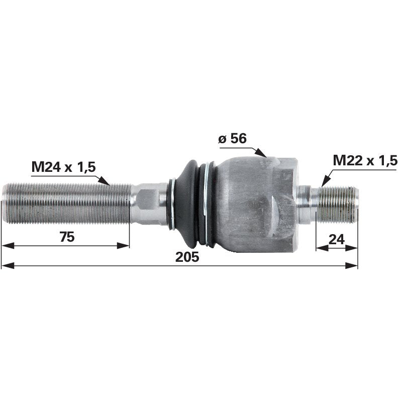 Fendt Axialgelenk M24 x 1,5 / M22 x 1,5 385300100020, Länge 205 mm, Original-Ersatzteil