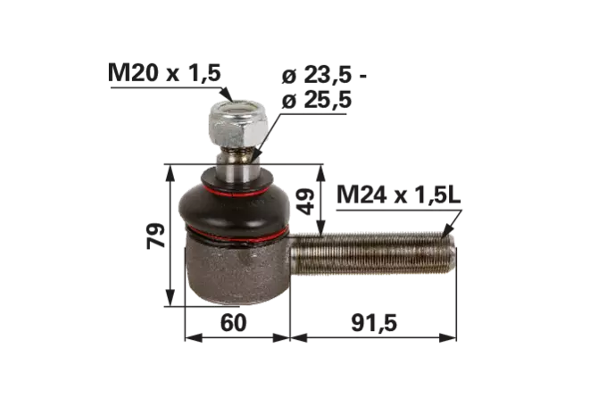 Konus 23,5–26,4 mm des Kugelgelenks M24 x 1,5 L für Achs- und Lenkungsteile