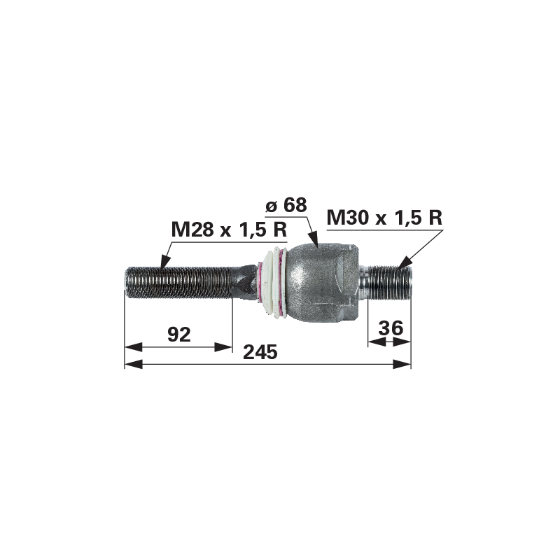ZF Axialgelenk 743300022070 – Original-Ersatzteil von ZF, Länge 245 mm