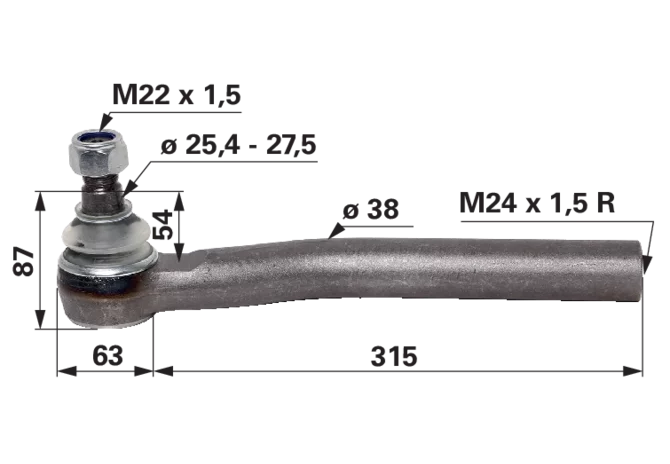 Kugelgelenk M24 x 1,5 IG anstelle von Deutz-Fahr 04415662 GartenShop24 - Hochwertige Gartengeräte