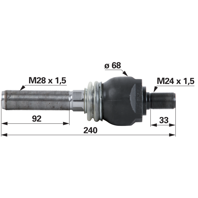 Deutz Axialgelenk M28 x 1,5 / M24 x 1,5 – Original-Ersatzteil, Länge 240 mm