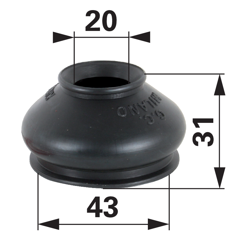 Staubschutz mit Sicherungsring 27 / 45 mm, Innendurchmesser 20 mm, Höhe 31 mm