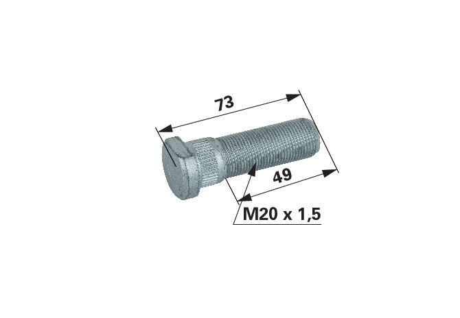 Dana Spicer Radbolzen M20 x 1,5 – 73 mm – anstelle von Deutz-Fahr 0.900.2656.8 Dana Spicer