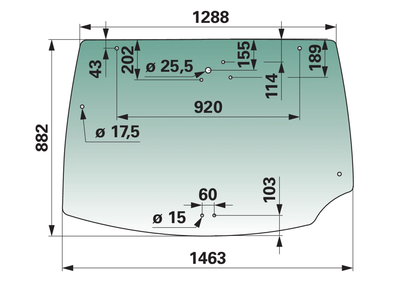 Heckscheibe grün getönt passend für Kubota 3Y205-71010 GartenShop24 - Hochwertige Gartengeräte