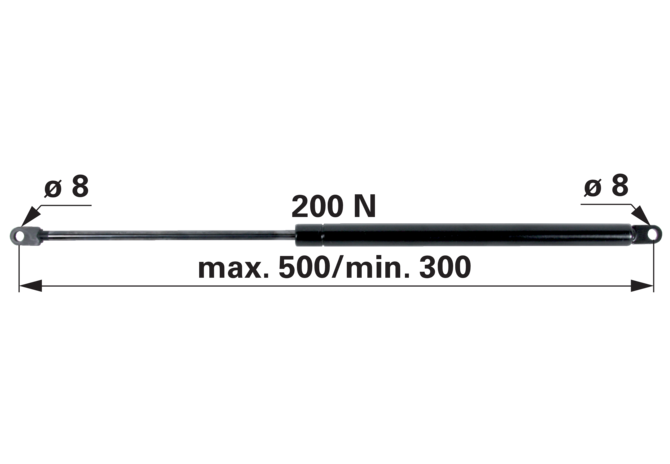 Gasdruckfeder für Türe und Frontscheibe, 200 N, Länge 500 mm, anstelle von Mauser 6-100.20.500 GartenShop24 - Hochwertige Gartengeräte