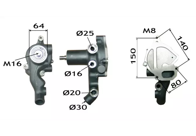 Wasserpumpe anstelle von Steyr 162000060735 mit Dichtung und 2 O-Ringen GartenShop24 - Hochwertige Gartengeräte