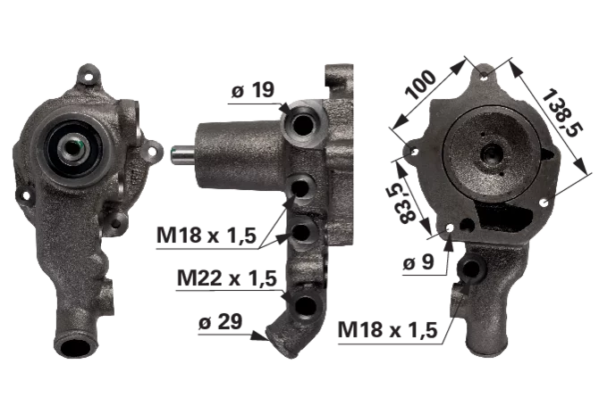 Wasserpumpe mit Dichtung anstelle von Valtra V836764215 GartenShop24 - Hochwertige Gartengeräte