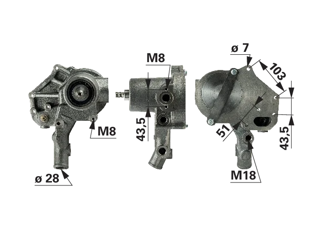 Wasserpumpe mit Dichtung anstelle von Massey Ferguson V837079898 GartenShop24 - Hochwertige Gartengeräte