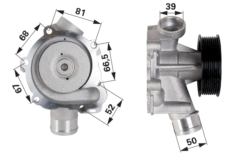Wasserpumpe mit Dichtung anstelle von SLH 0293771 GartenShop24 - Hochwertige Gartengeräte