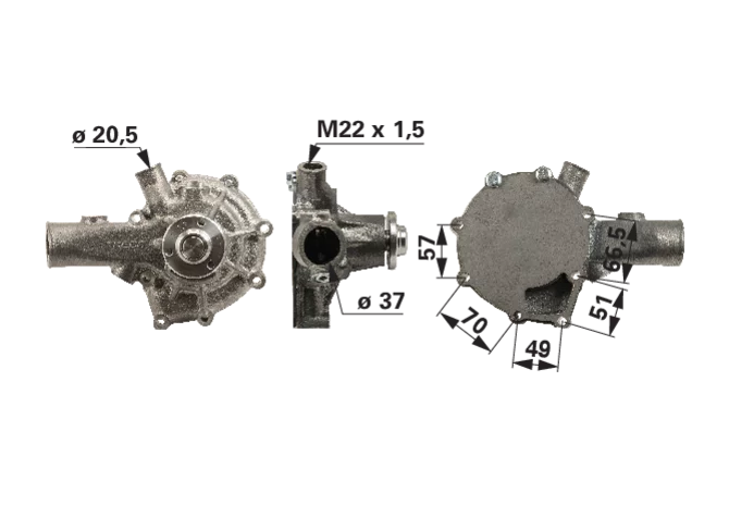 Wasserpumpe anstelle von VM Motori 1520210 – passend zu VM24C, VM77B, VM83C, D753 IE3 GartenShop24 - Hochwertige Gartengeräte