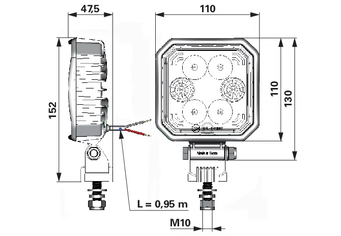 LED Arbeitsscheinwerfer 1500 lm, 110 x 110 mm Carbonlux CEA