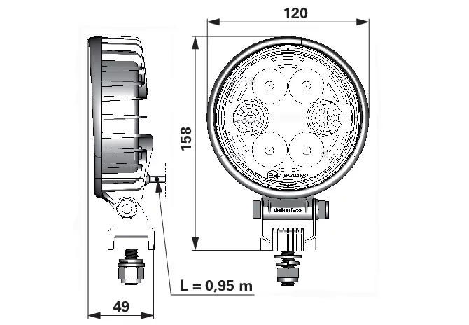 LED Arbeitsscheinwerfer 1500 lm, d = 120 mm Carbonlux CEA