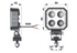LED Rückfahrscheinwerfer 1000 lm, 90 x 90 mm, mit Schalter Carbonlux CEA