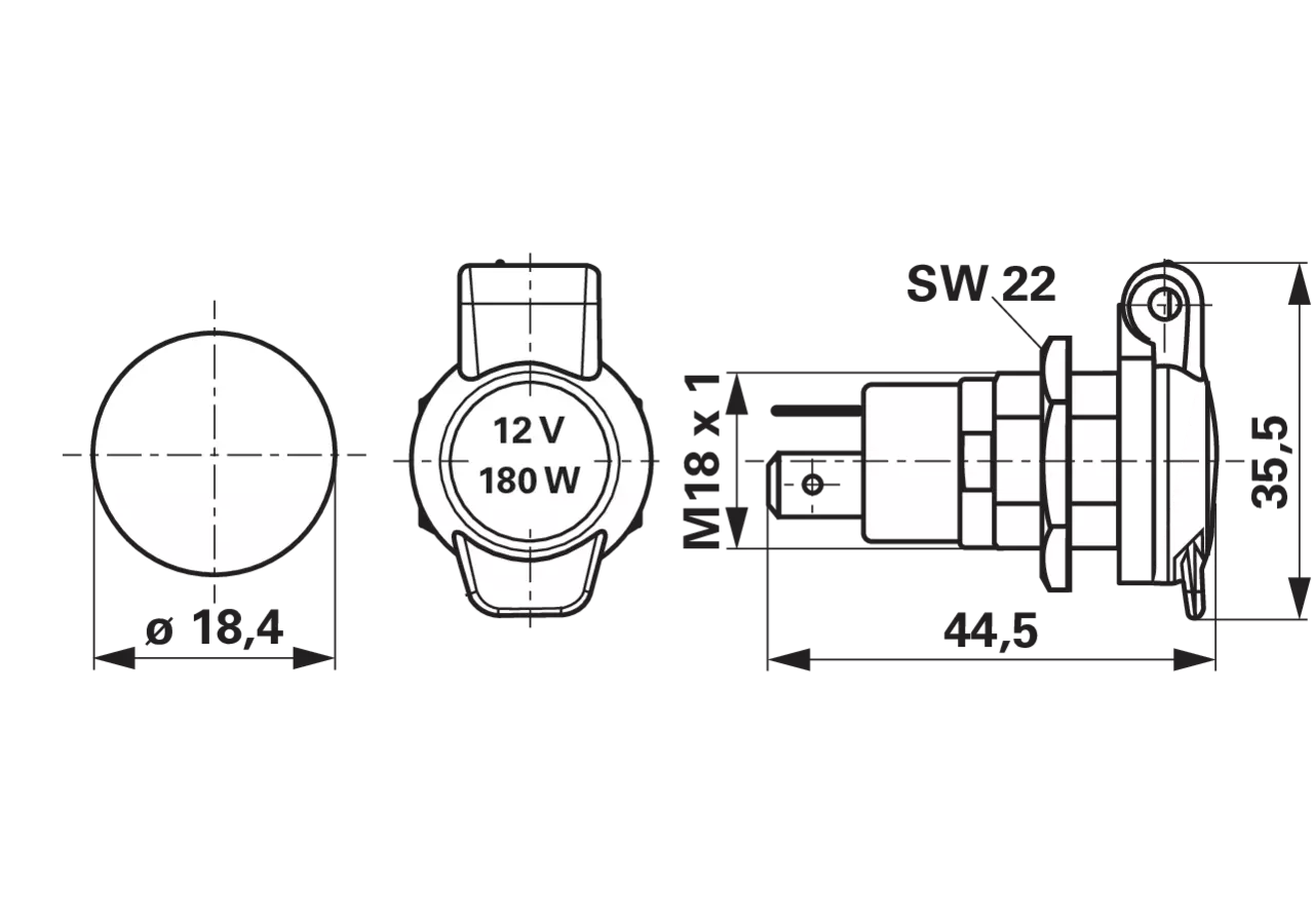 Steckdose für Handlampe, 2 polig, 6 - 24 V, 16 A ISO 4165 – passend für Handlampe, 2 polig, 6 - 24 V, 16 A ISO 4165 Erich Jaeger