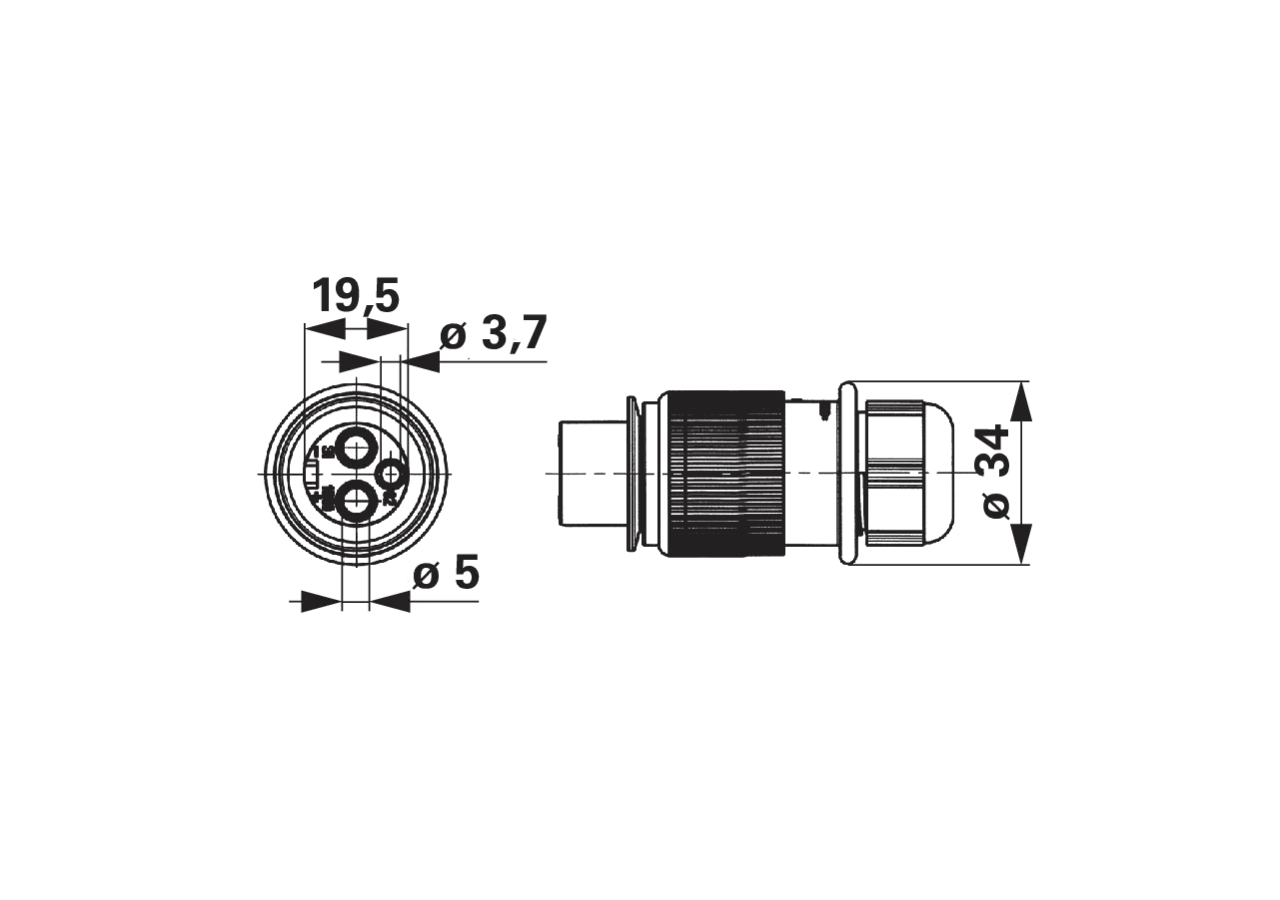 Stecker mit Kontaktbuchsen, 3 polig, 6 - 24V DIN 9680 Erich Jaeger