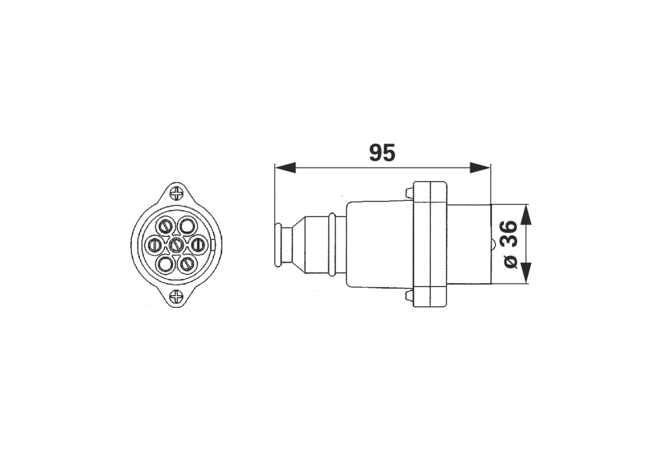 Stecker mit Schraubanschluss, 7 polig, 12 V ISO 3732 - Typ S, quergeteilt Erich Jaeger