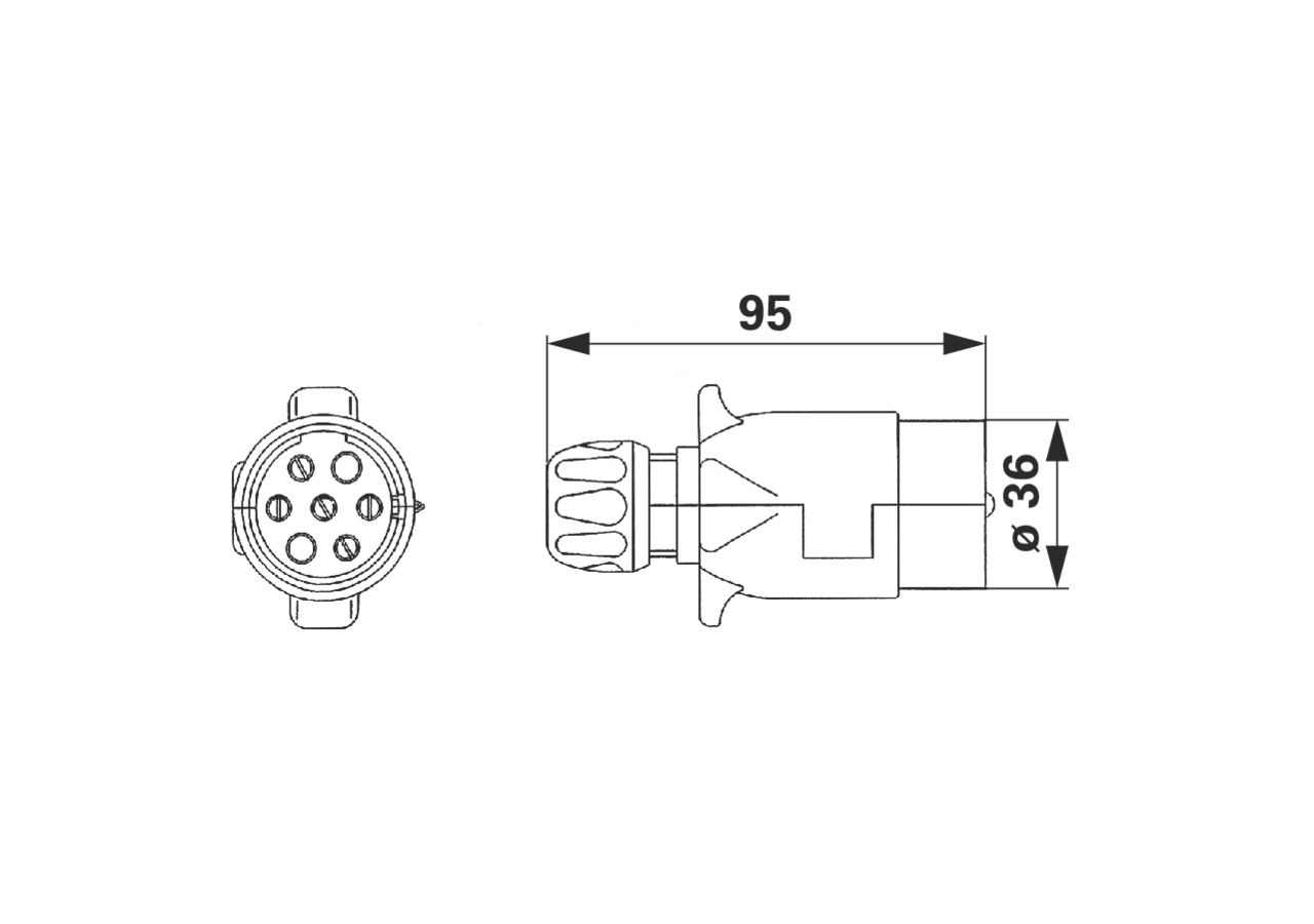 Stecker mit Schraubanschluss, 7 polig, 12 V ISO 3732 - Typ S, Faltversion Erich Jaeger