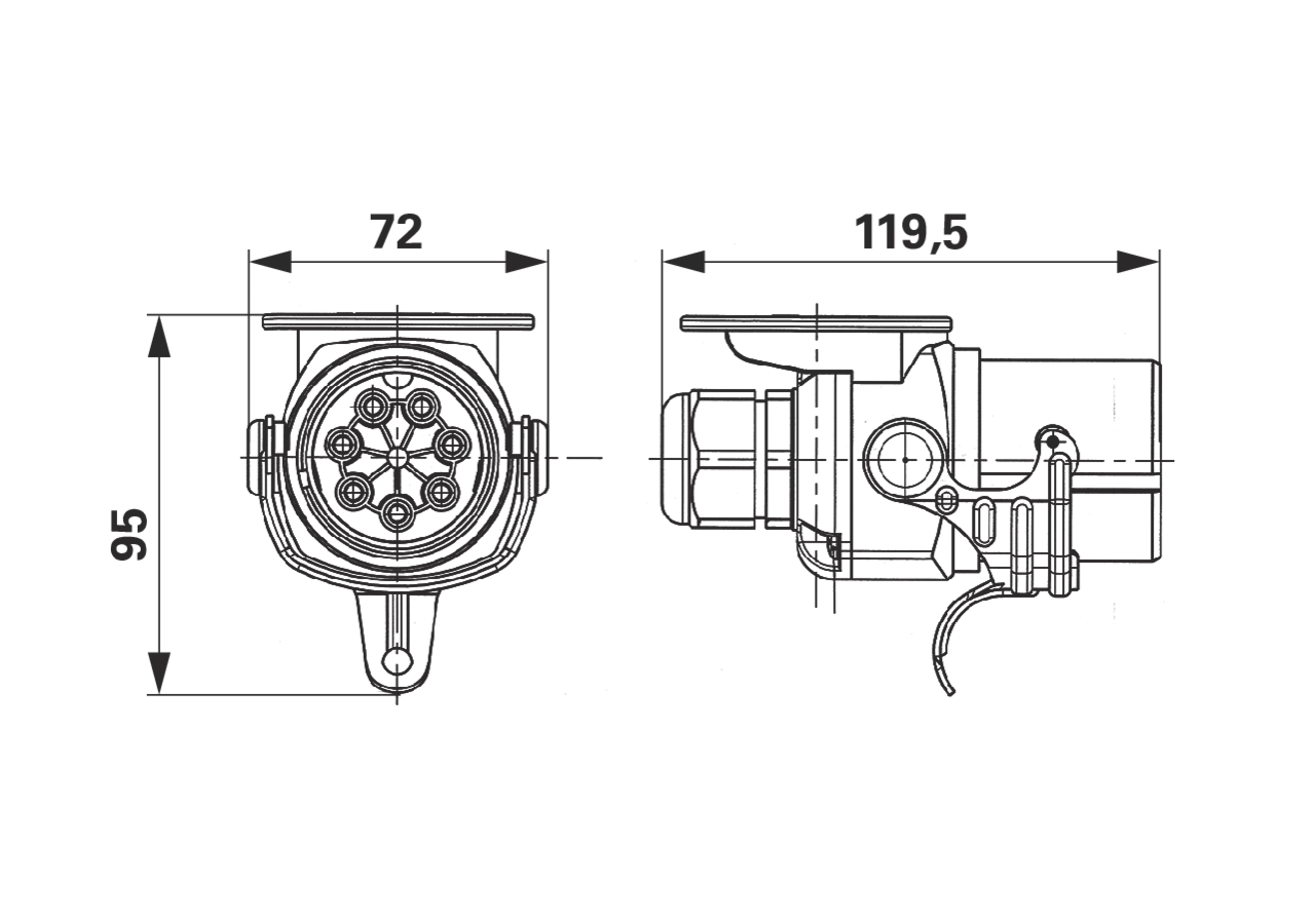 Steckdose 7 polig, 12 V SAE J560 - Primary Anschluss Crimpkontakt Erich Jaeger