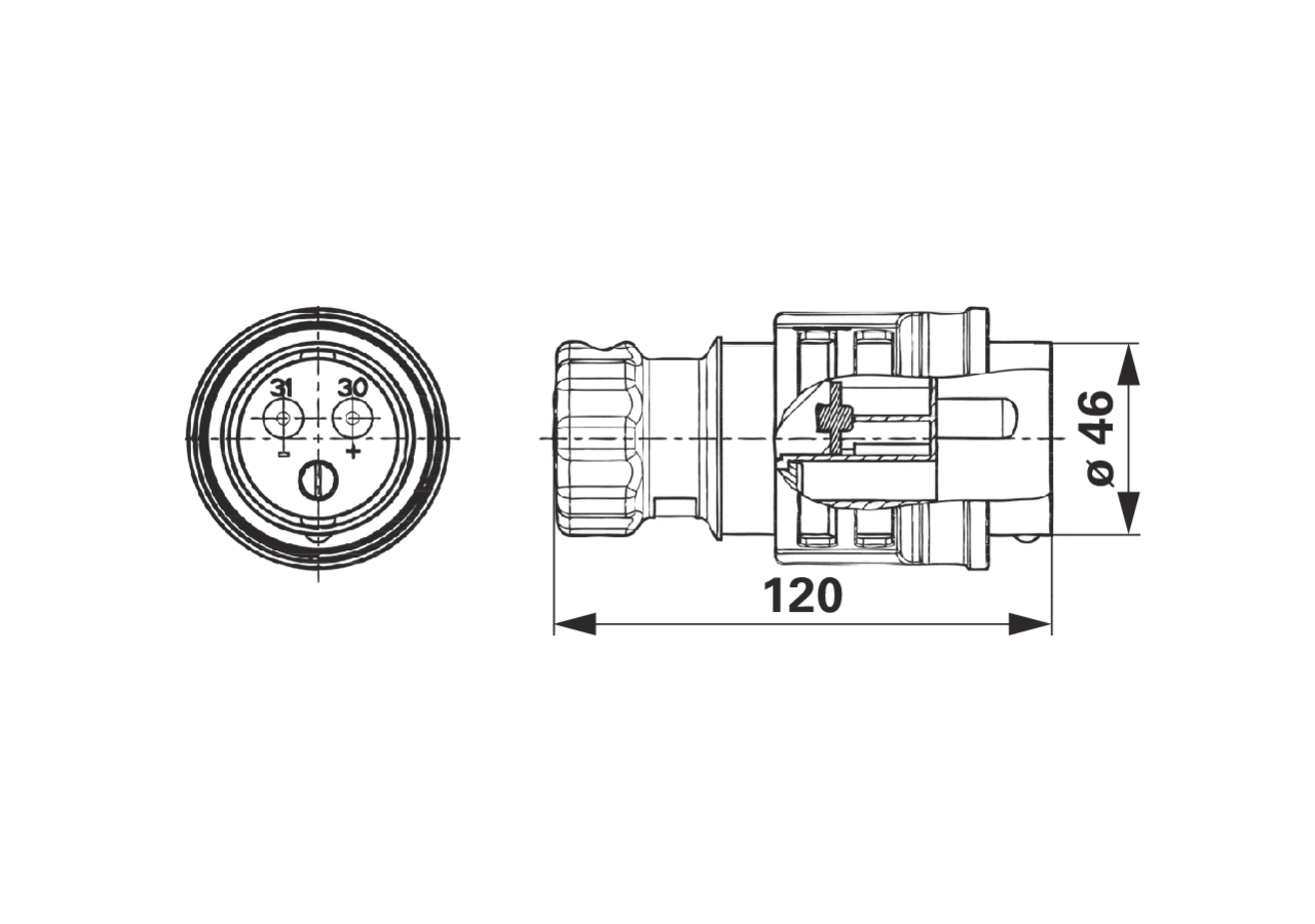 Stecker 2 polig, 24 V, 168 / 305 A VG 96917 E001A Erich Jaeger