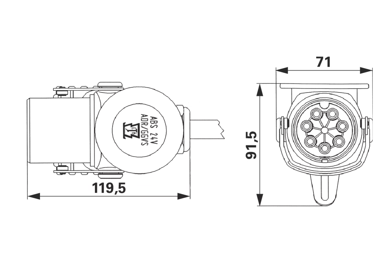 Stecker 24 V, 7 polig, ABS / EBS / ADR ISO 7638-1 Erich Jaeger