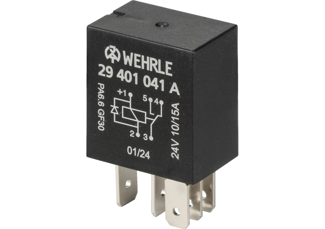 Relais Micro mit Diode, 24 V, 5/10 A, 5-polig Wehrle