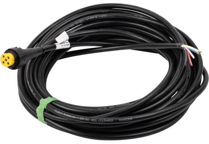 Anschlusskabel gelb, links, 5polig, Bajonett Buchse, 10 m open end Kabel Sanube