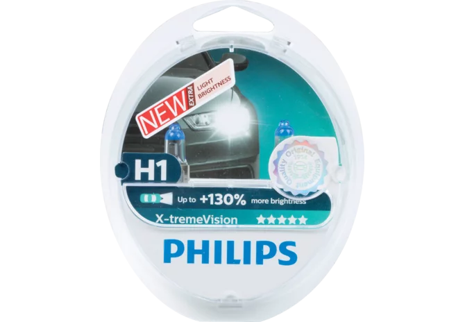 Halogenlampe H1, 12 V, 55 W, P14,5s, Xtreme Vision Philips