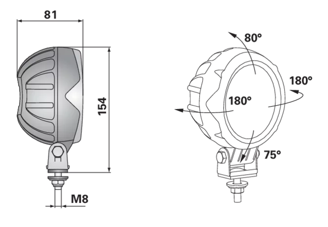 LED-Arbeitsscheinwerfer 12 / 24 V, 1500 lm 0,5 m Kabel open end Breite 104 mm WESEM
