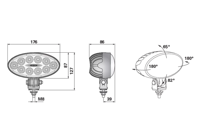 LED-Arbeitsscheinwerfer 12 / 24 V, 3000 lm 0,5 m Kabel open end Normbezeichnung 2004/108/EG WESEM