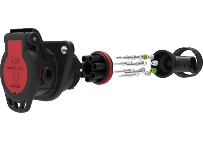 Steckdose Expert, 7 P / 24 V, ABS, ESB, ADR ISO 7638-1 Erich Jaeger