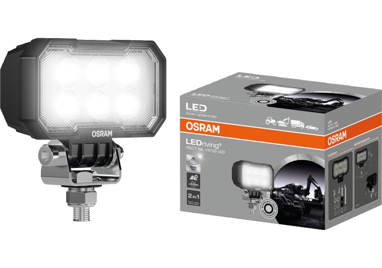 LED Arbeitsscheinwerfer 12 / 24 V, 2300 lm, R10, R148, Rect WL VX100-WD Osram