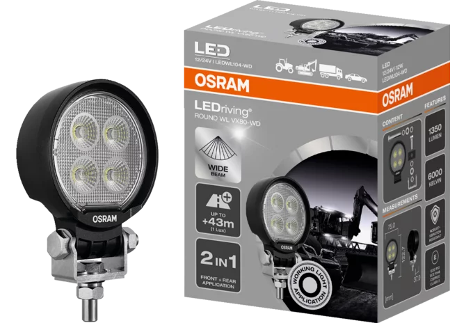 LED Arbeitsscheinwerfer 12 / 24 V, 1350 lm, R10, R148, Round WL VX80-WD Osram