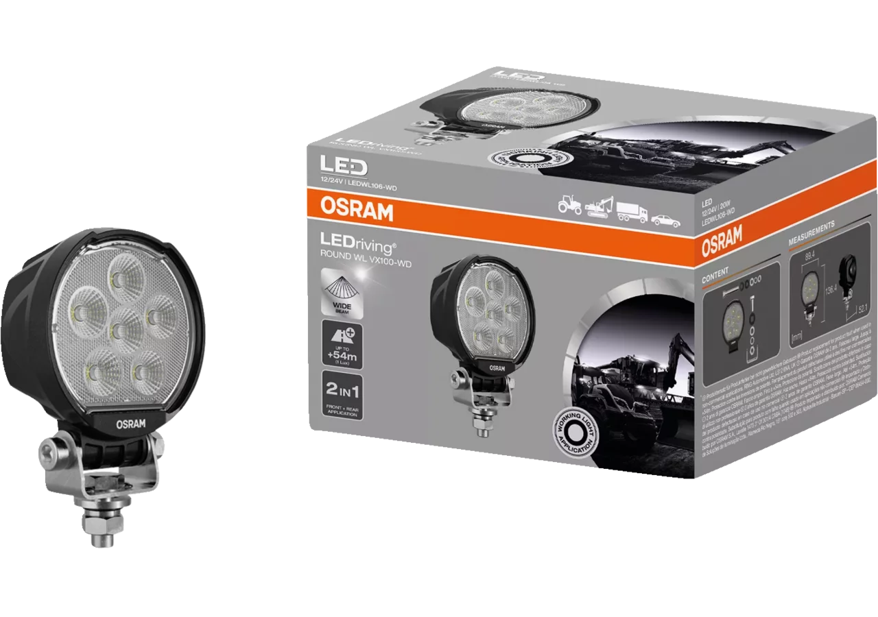LED Arbeitsscheinwerfer 12 / 24 V, 2000 lm, R10, R148, Round WL VX100-WD Osram