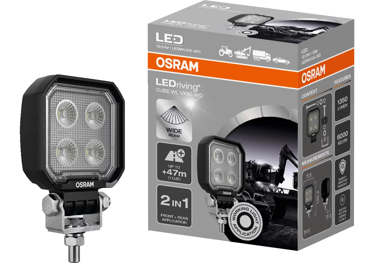 LED Arbeitsscheinwerfer 12 / 24 V, 1350 lm, R10, R148, Cube WL VX80-WD Osram