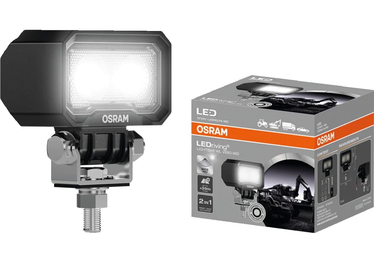 LED Arbeitsscheinwerfer 12 / 24 V, 800 lm, R10, Lightbar WL VX80-WD Osram