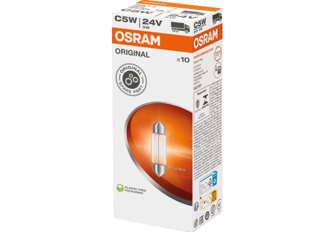 Soffitte C5W, 24 V, 5 W, SV8.5-8, 10 Stück Osram