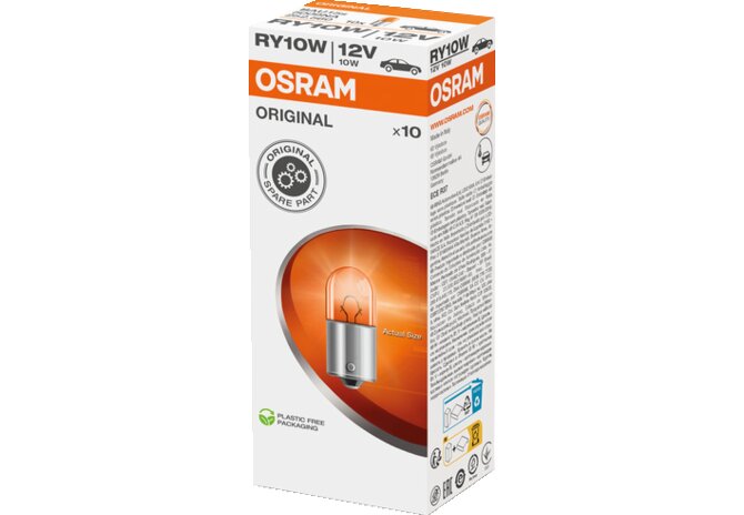 Kugellampe RY10W, 12 V, 10 W, BAU15s, 10 Stück Osram