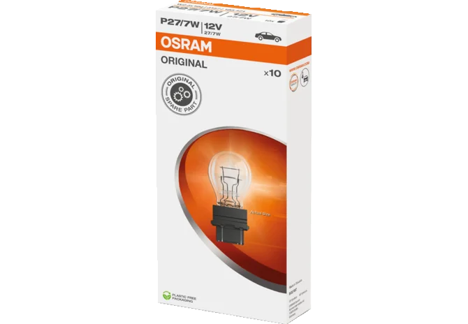 Kugellampe 12 V, P27/7W, W2.5x16q, 10 Stück Osram