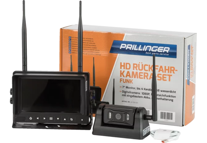 Prillinger HD-Rückfahrkamera-Set Funk 7" Monitor mit Magnetfuß Prillinger