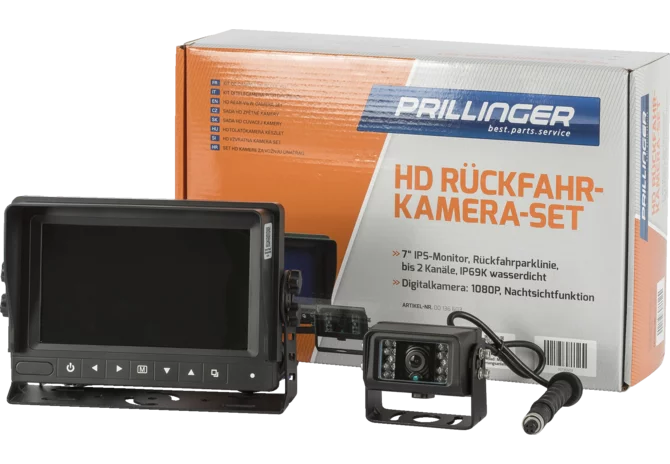 Prillinger HD-Rückfahrkamera-Set 7" Monitor bis 2 Kanäle wasserdicht Prillinger