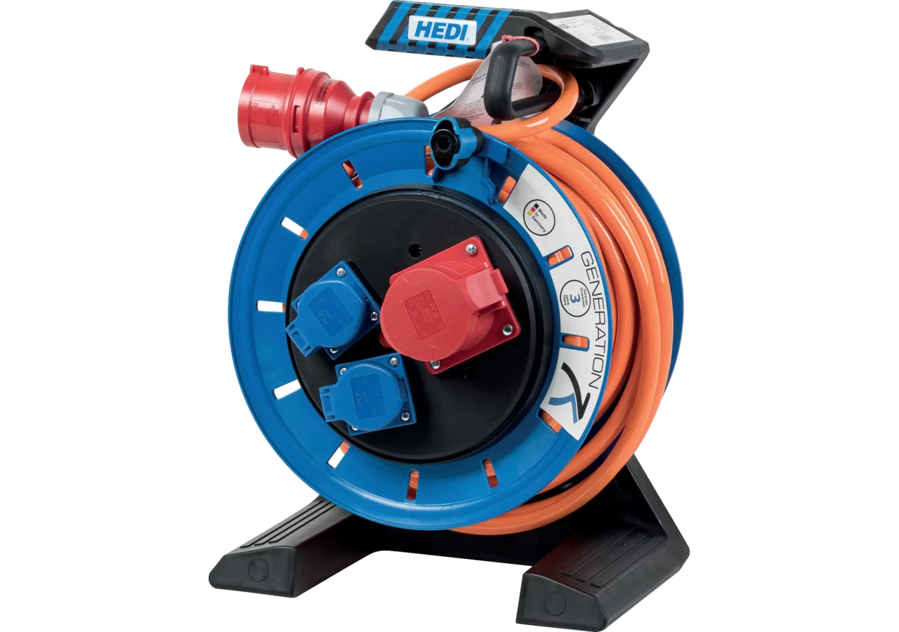 Kabeltrommel Thermoschutz u. Phasenwender, 25m, 5G2,5 Generation 7, Champion Hedi