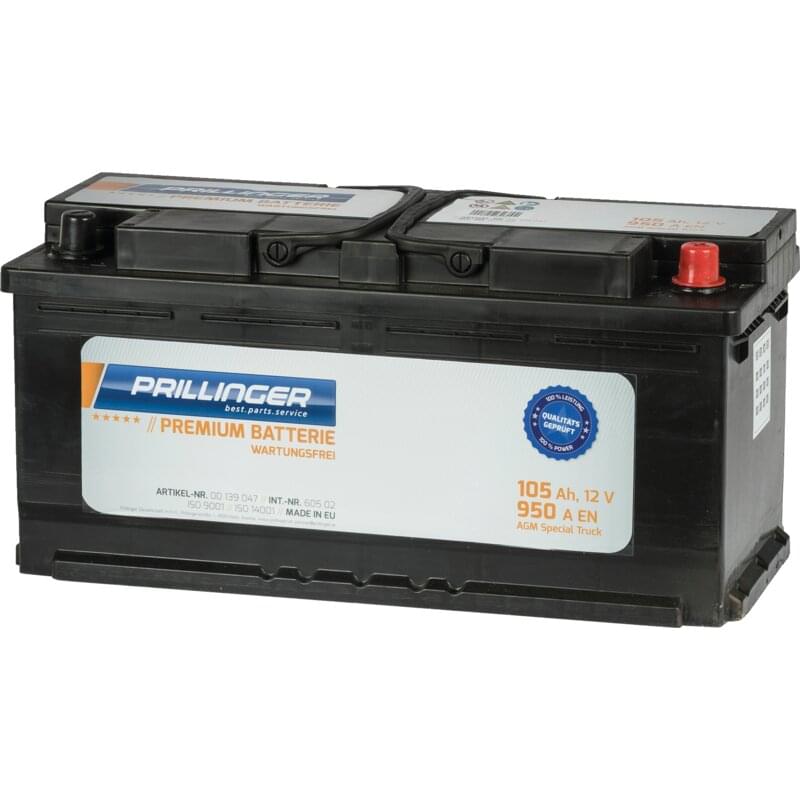 Prillinger Premium Batterie 12 V, 105 Ah, 950 A Premium AGM Start/Stop, 60502 Prillinger Premium