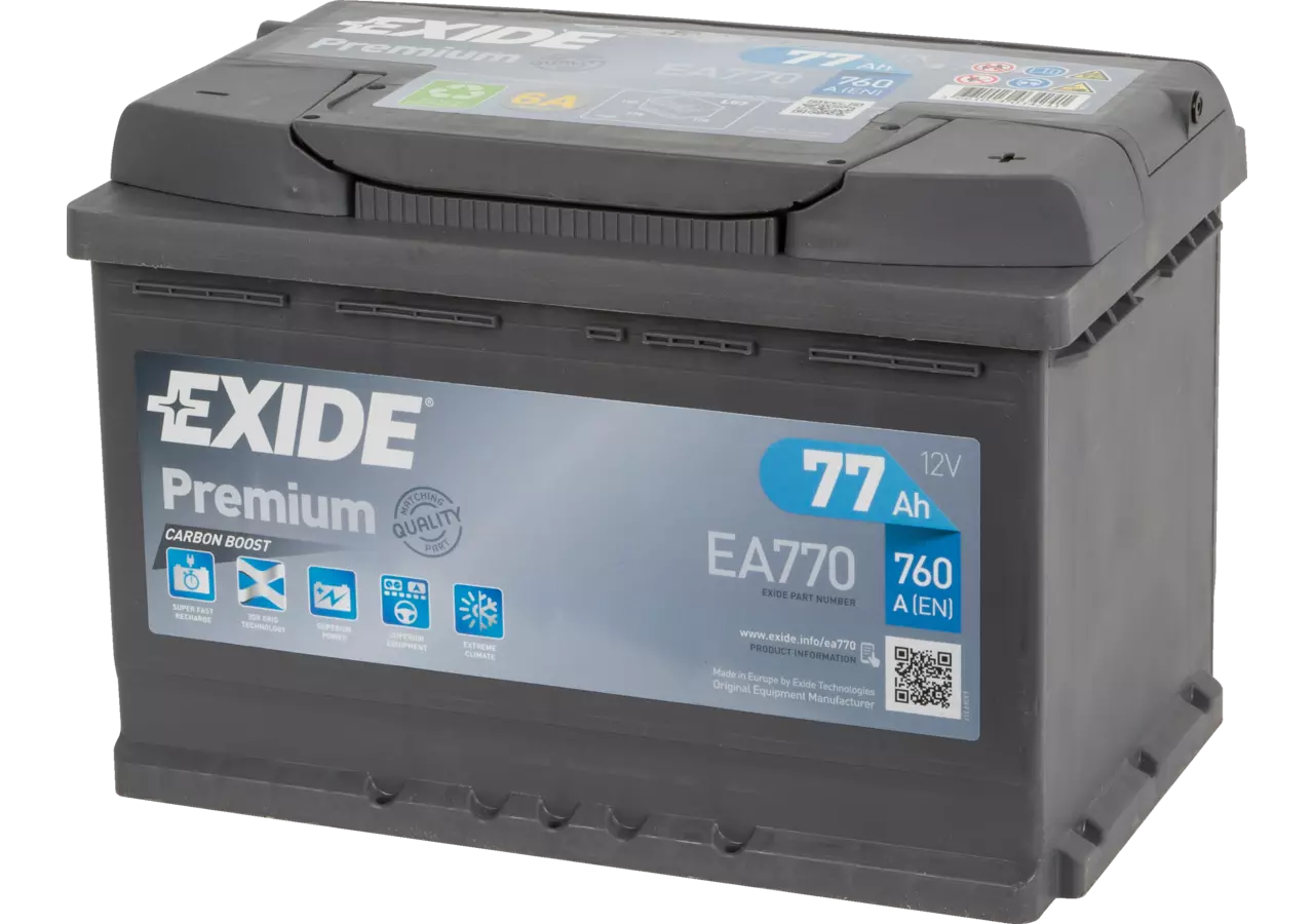 Batterie 12 V, 77 Ah, 760 A, Exide Premium, EA 770, 57412 Exide