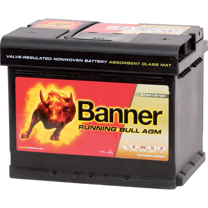 Banner Batterie 12 V, 60 Ah, 640 A, Banner Running Bull AGM, 56001 AGM 560 01 Banner