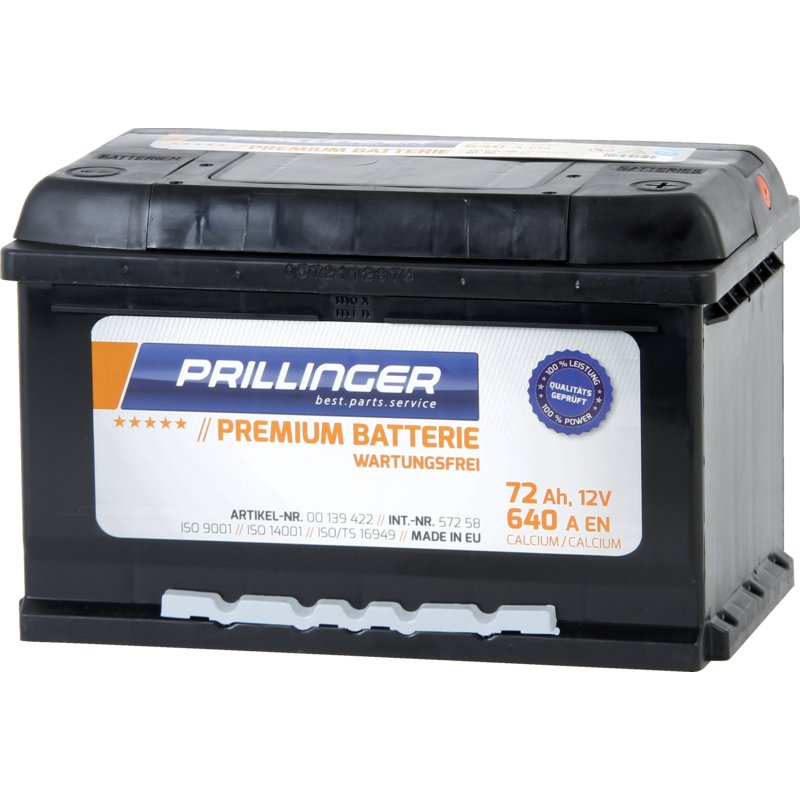 Prillinger Premium Batterie 12 V, 72 Ah, 640 A, Premium, 57258 Prillinger Premium