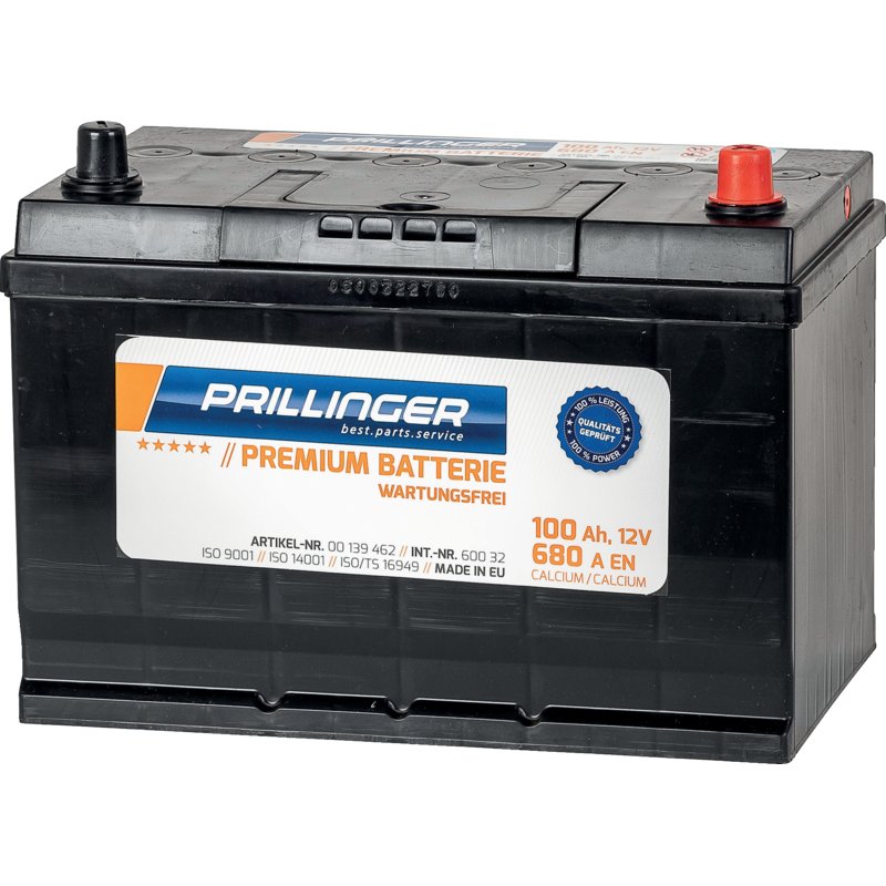 Batterie 12 V 100 Ah 60032 Prillinger Premium – Frontansicht
